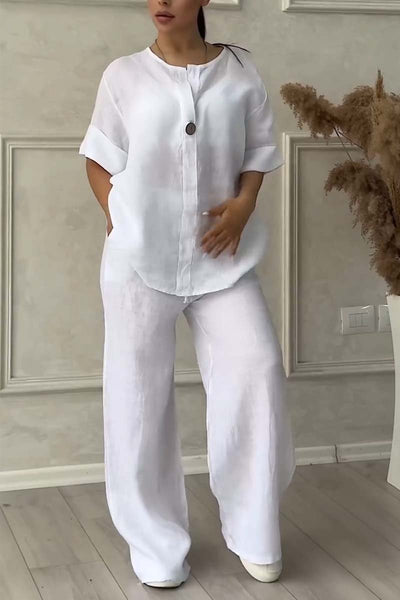 Renala™ CONJUNTO CASUAL DE DOS PIEZAS DECORADO CON BOTONES