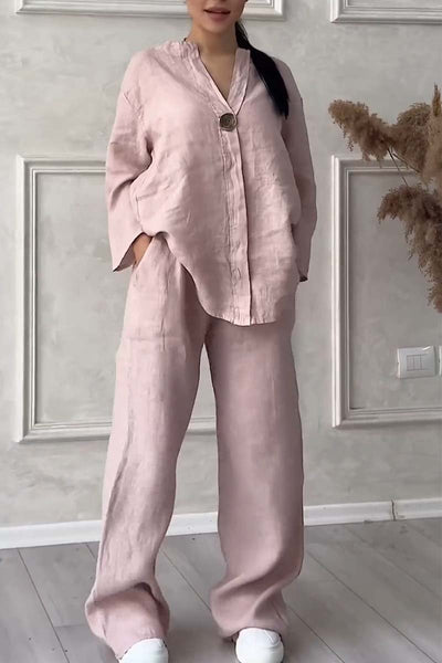 Renala™ CONJUNTO CASUAL DE DOS PIEZAS DECORADO CON BOTONES