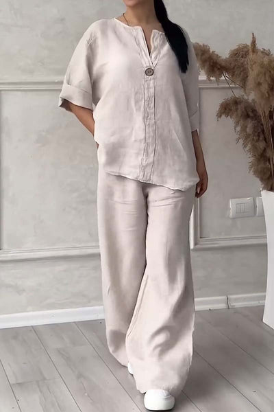 Renala™ CONJUNTO CASUAL DE DOS PIEZAS DECORADO CON BOTONES