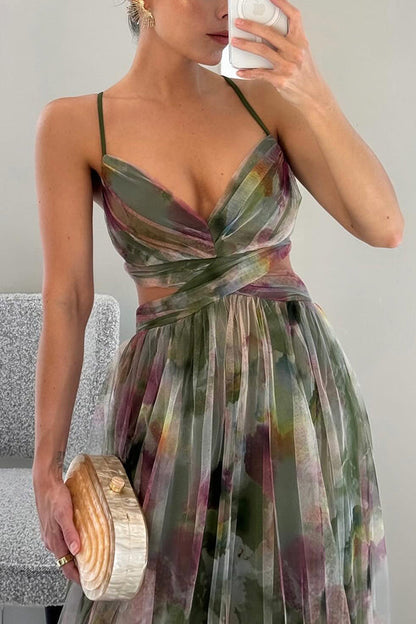 Giselle - Vestido largo con estampado floral encantador