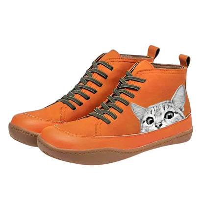 Fenna -  Botines de piel para amantes de los gatos