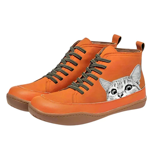 Fenna -  Botines de piel para amantes de los gatos