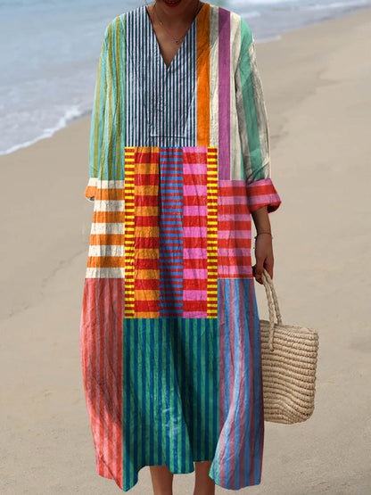 Arla - Vestido con estampado geométrico vintage para mujer