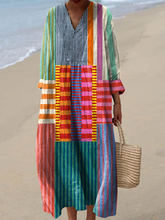 Arla - Vestido con estampado geométrico vintage para mujer