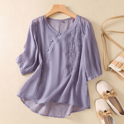 Laurienne™ |Blusa de botones asimétricos