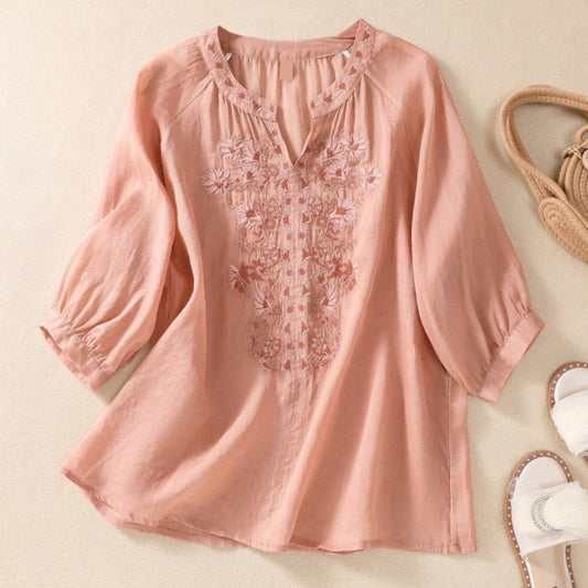 Laurienne™ | Blusa bordada con escote abierto