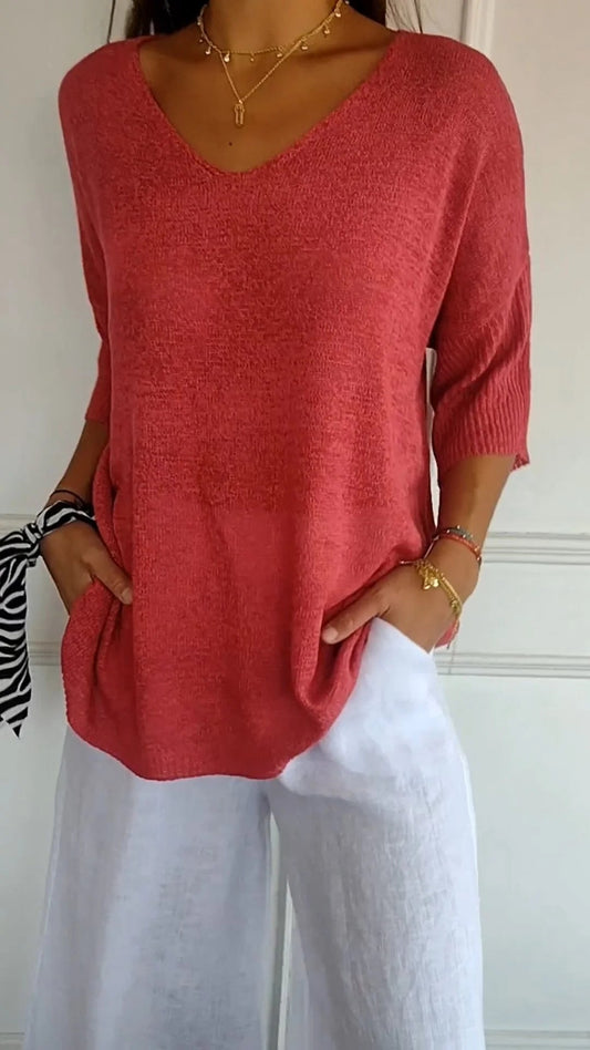 Anna - Top de malla con cuello en V