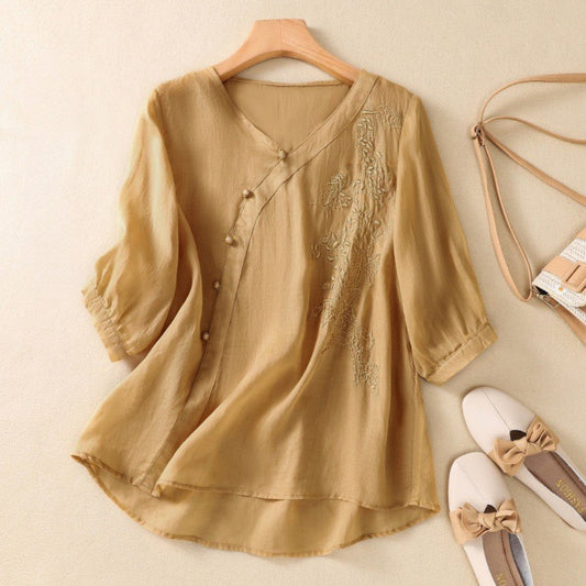 Laurienne™ |Blusa de botones asimétricos