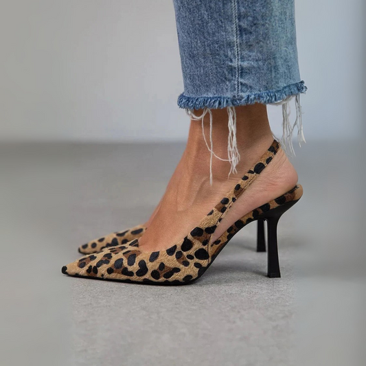 Monique – Zapatos de tacón de leopardo con punta puntiaguda