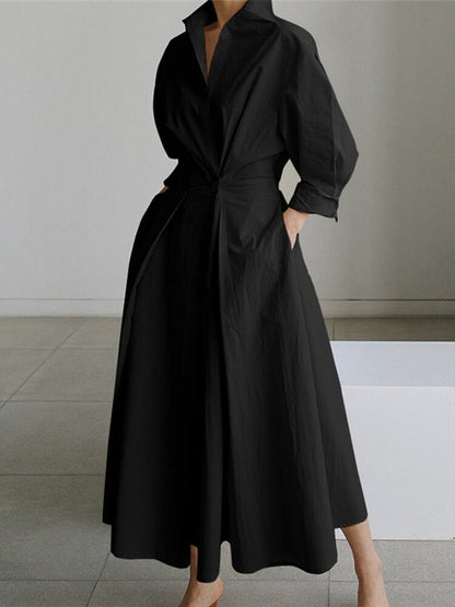 Clémence™ | Vestido midi abotonado