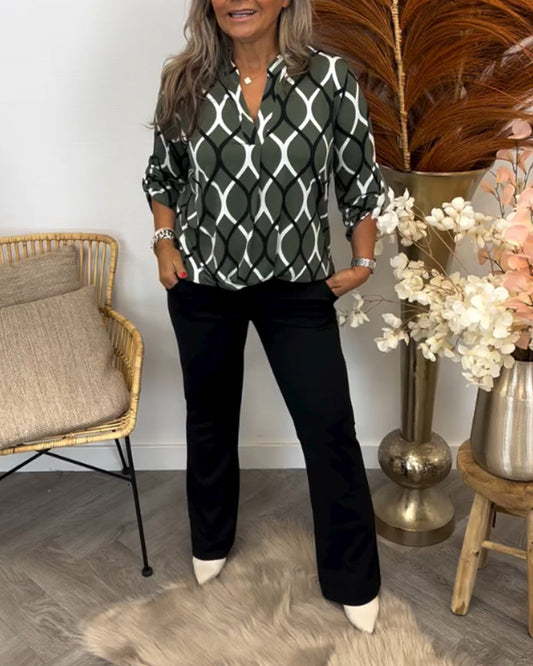 Janny™ | Blusa informal de manga larga con estampado elegante