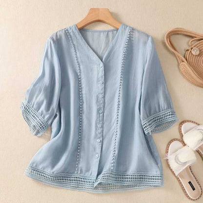 Laurienne™ | Blusa de encaje abotonada