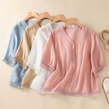 Laurienne™ | Blusa de encaje abotonada