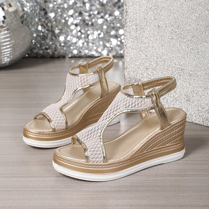 Elegantes sandalias sin cordones para mujer con tacón de cuña