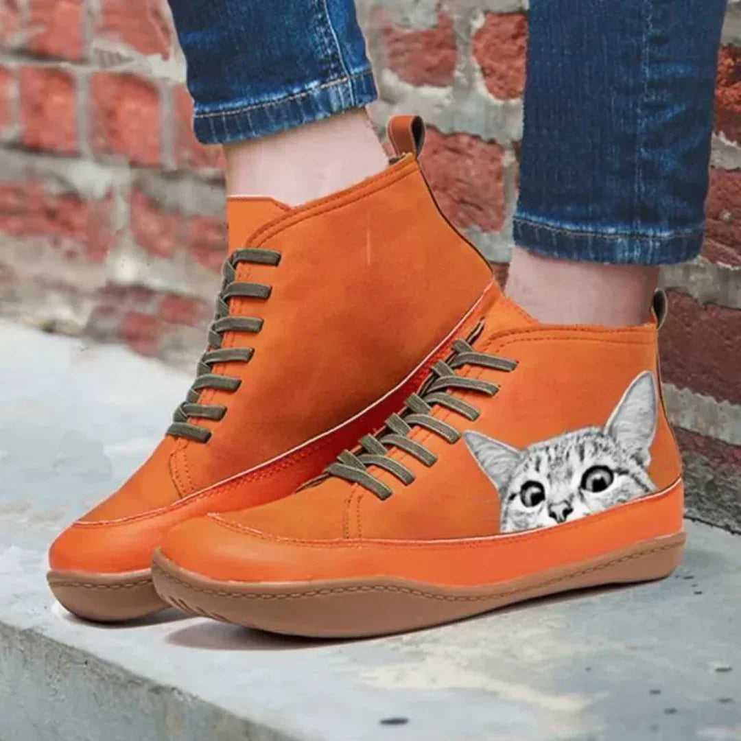 Fenna -  Botines de piel para amantes de los gatos
