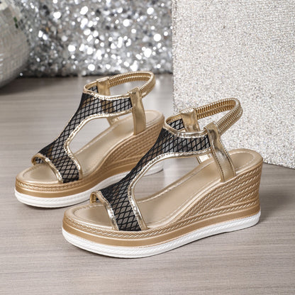 Elegantes sandalias sin cordones para mujer con tacón de cuña