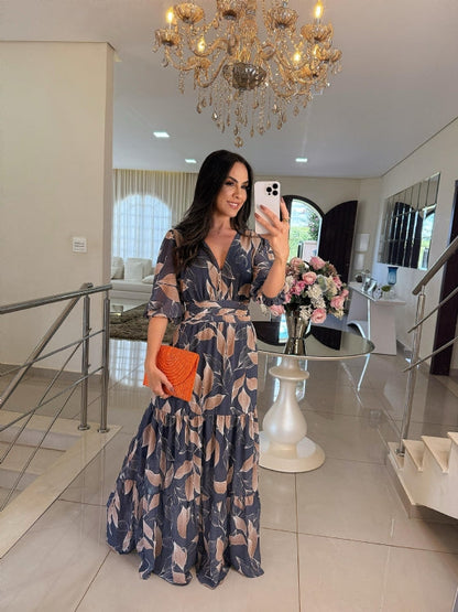 CLAUDIA | Vestido largo floral de corte cómodo para días elegantes