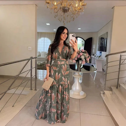 CLAUDIA | Vestido largo floral de corte cómodo para días elegantes
